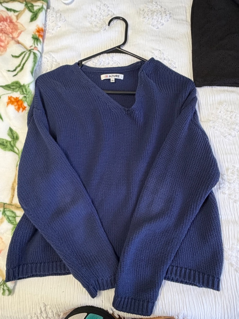 Women's Navy V-Neck Knit Sweater